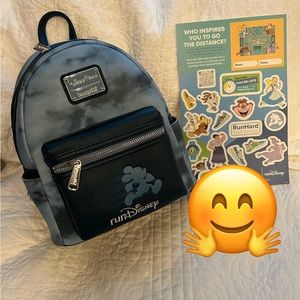 Disney Parks RunDisney Blue Tie Dye Loungefly Backpack  w stickers💙NWT Last One
